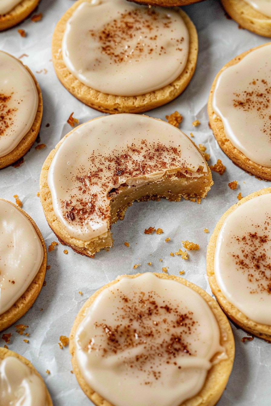 Close-up of glazed pop tart cookies cooling on a parchment