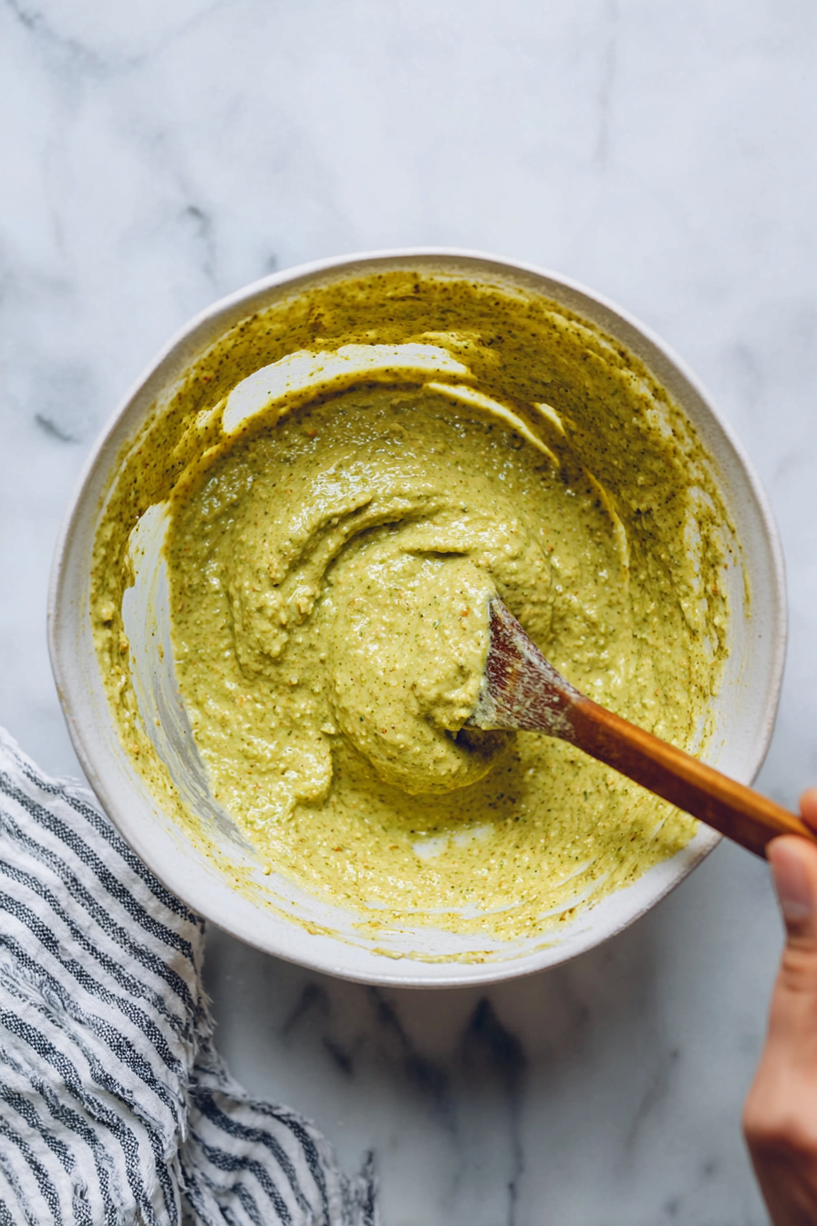 Mixing Pistachio croissant Frangipane in Kitchen