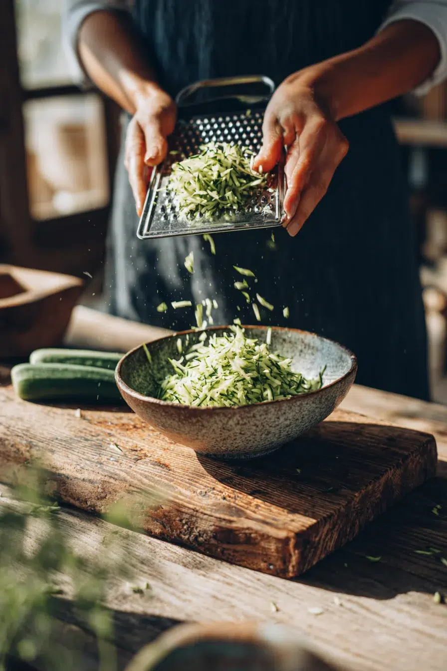 Grated zucchini for zucchini cake recipe