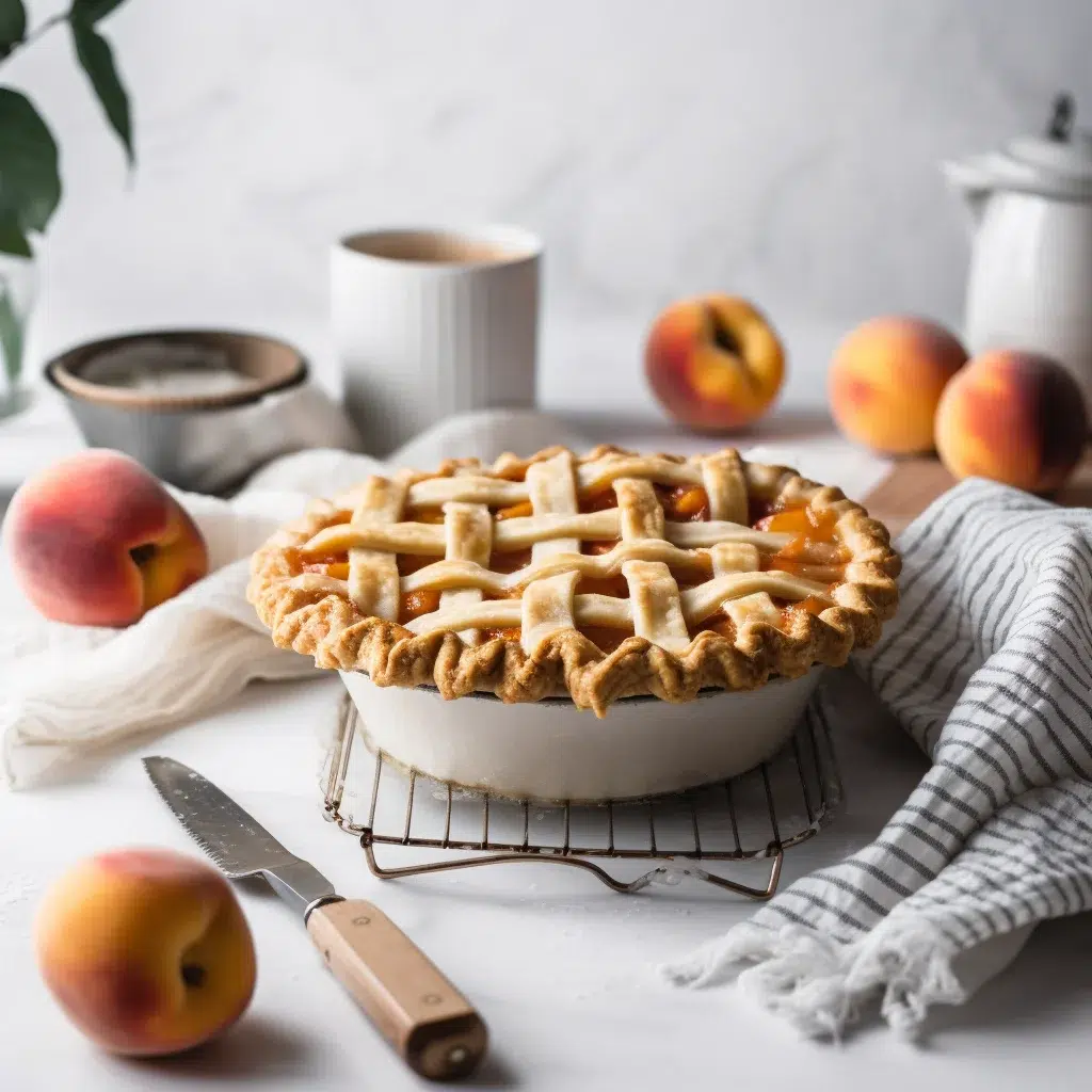 peach pie canned peaches on cooling rack