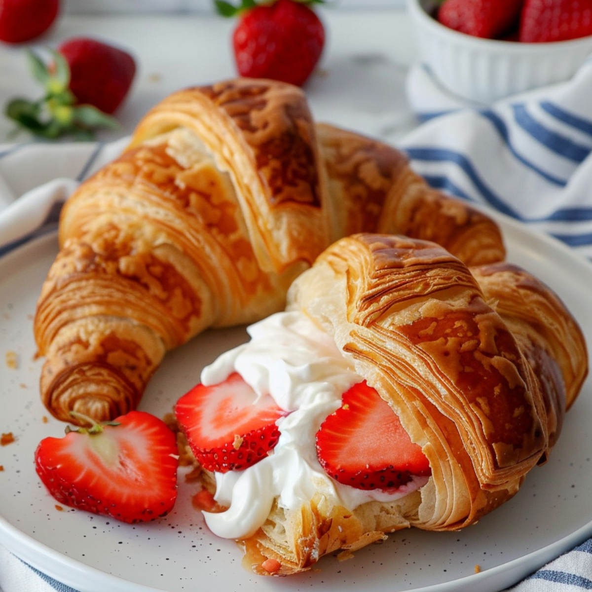 strawberry croissant filled with mascarpone cream and fresh strawberries