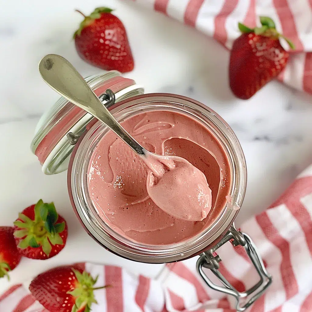 Strawberry ganache stored in container