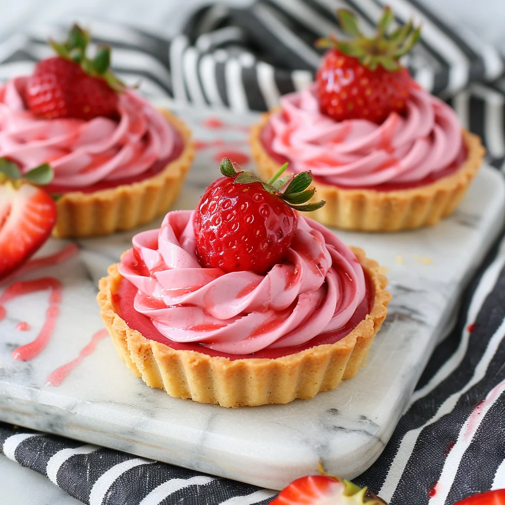 Tart filled with strawberry ganache