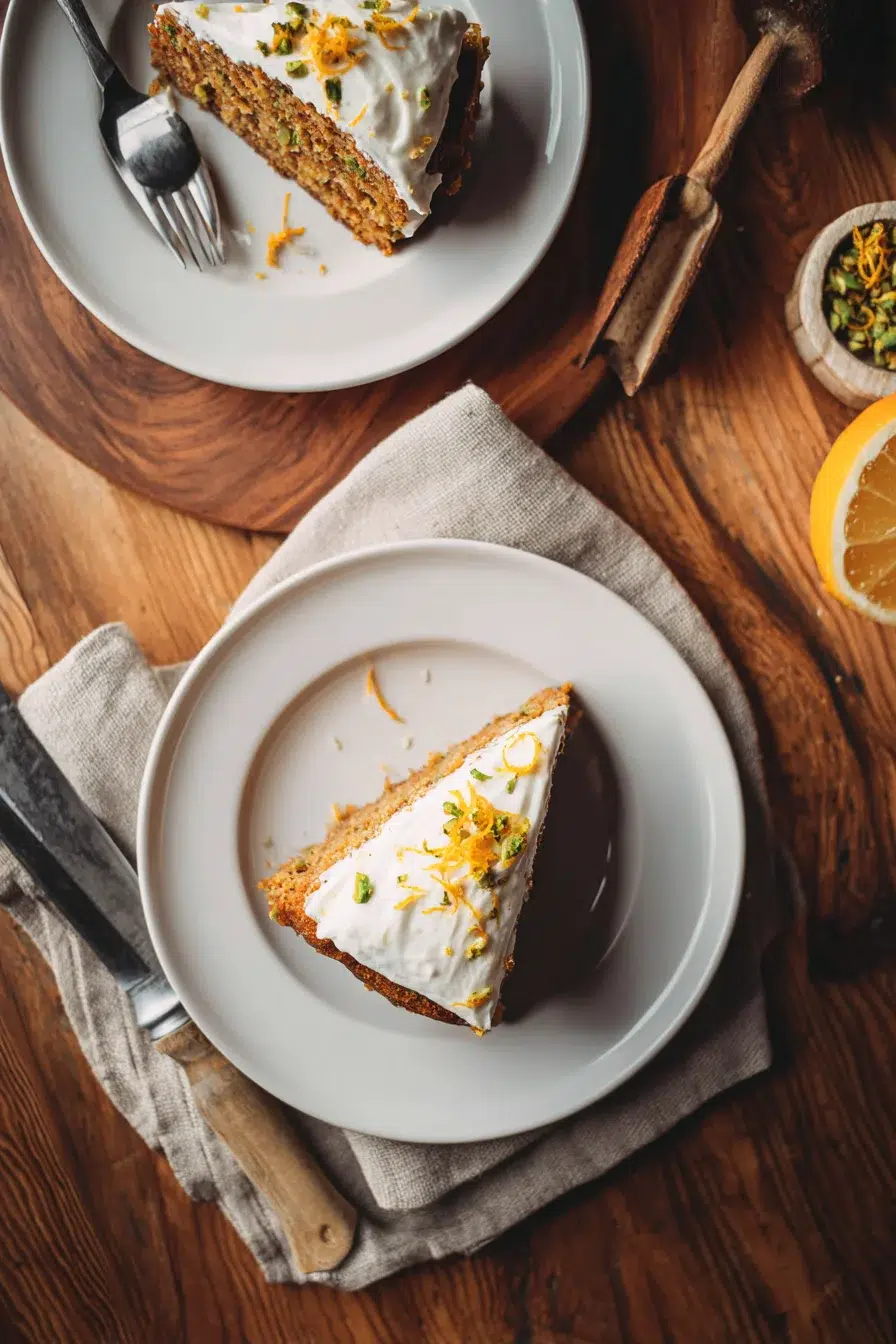 Moist zucchini cake recipe with chocolate chips and orange frosting